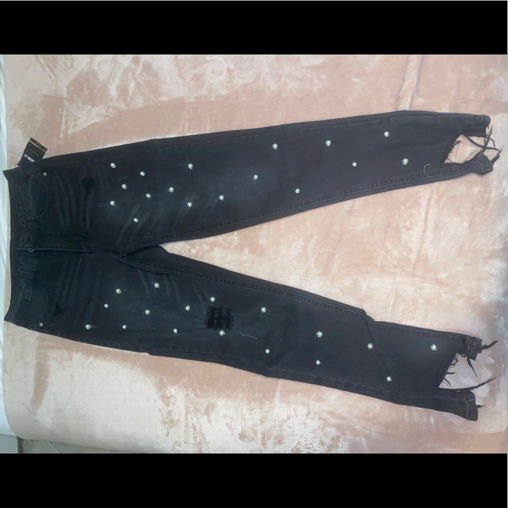 Skinny jeans with pearls s design